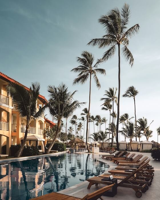 Poolside by a rental.